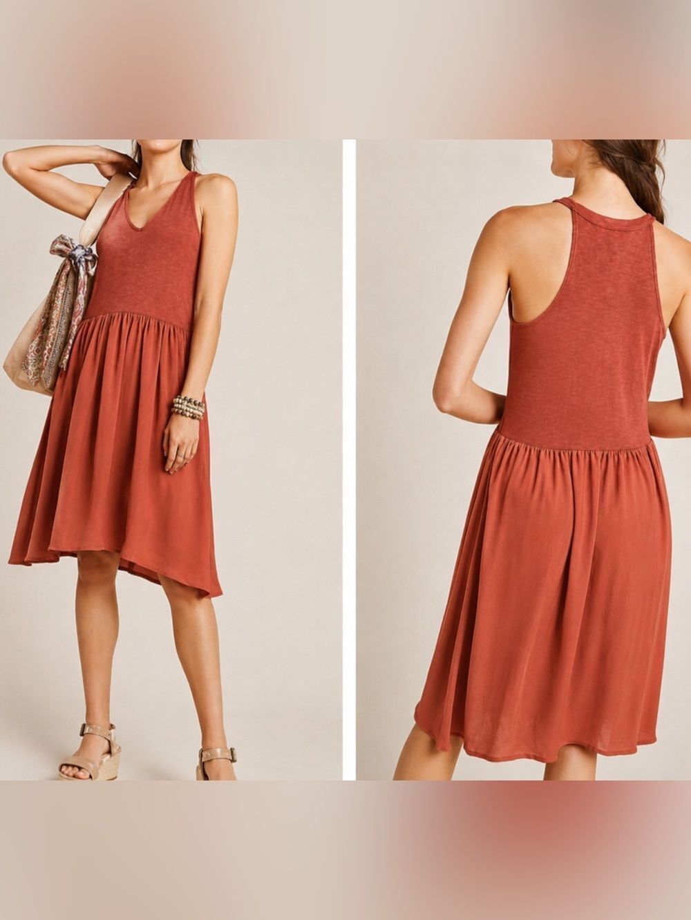 Dolan Left Coast Collection Rust Fit & Flare Dress XS Anthropologie